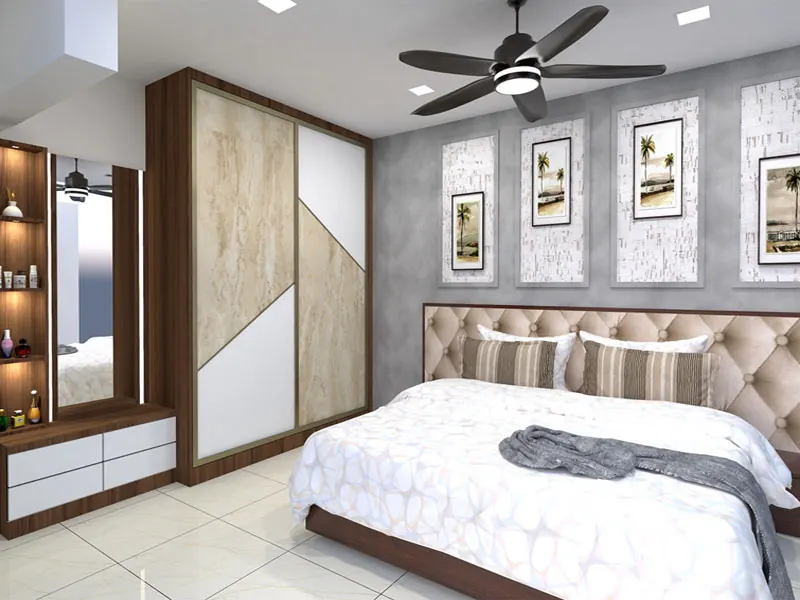 Bedroom interior designed by Sunrise Interiors